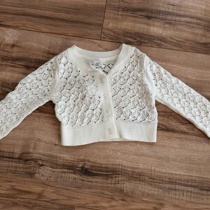 GAP Cream Openwork Knit Cardigan